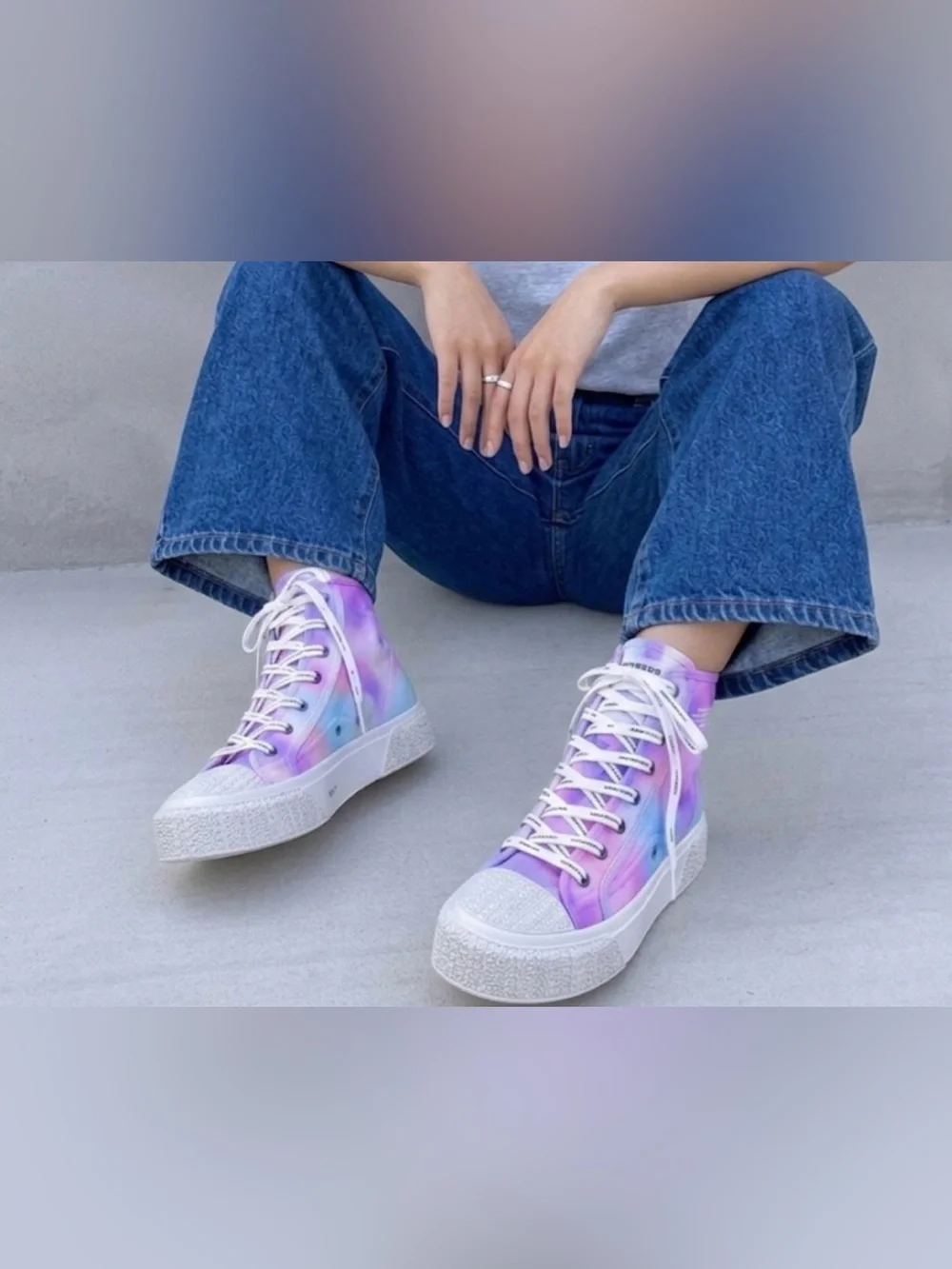 Marc Jacobs Airbrush Canvas High Top Sneakers Pink Multi Women’s Size 37